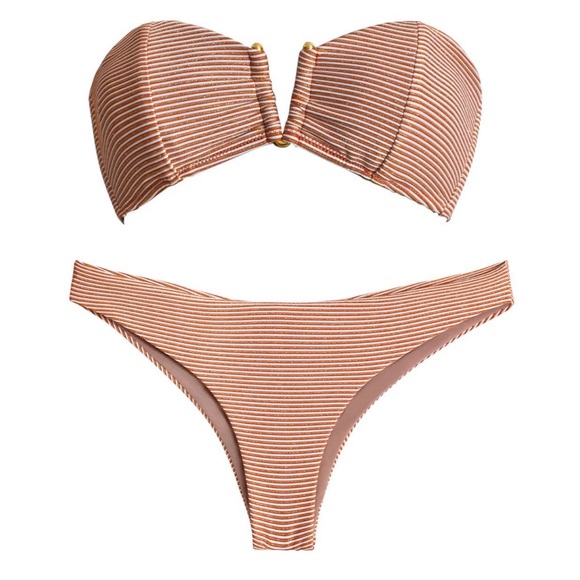 Pilyq Aperol Stripe Bandeau Two Piece Swimsuit - Picture 4 of 8